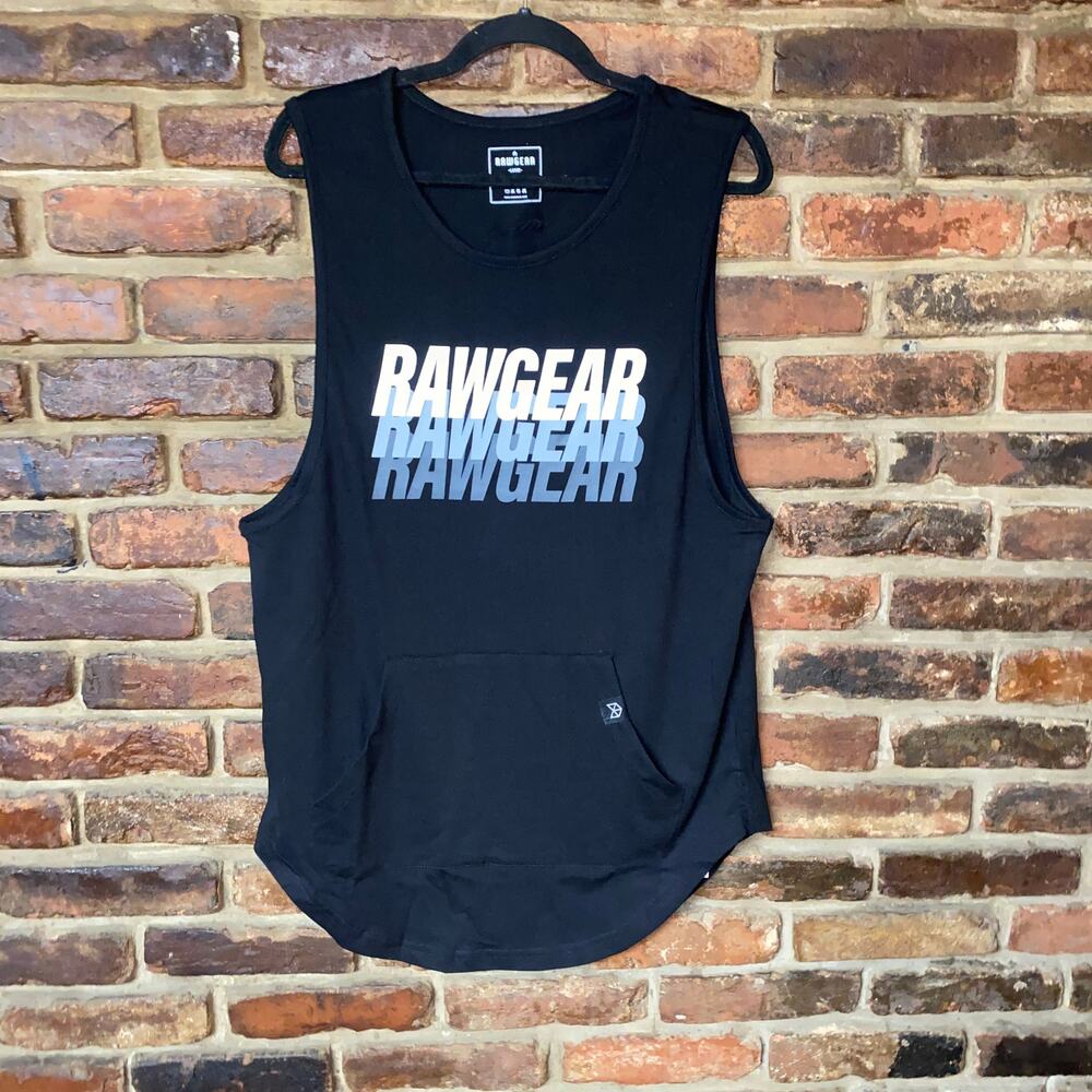 NWT RawGear Black Graphic Sleeveless Tank Top w/ Pocket Men's Size Large